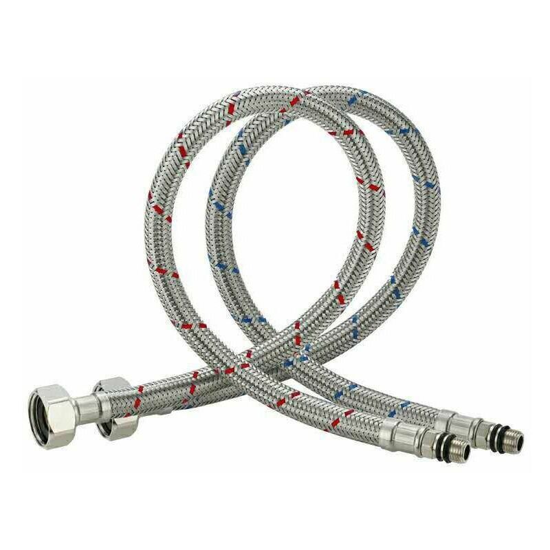 foto del prodotto 2 tubi di collegamento per rubinetto intrecciati in acciaio inossidabile g3 8 x m10 da 60 cm 23,6 pollici per lavello da cucina e bagno xvx