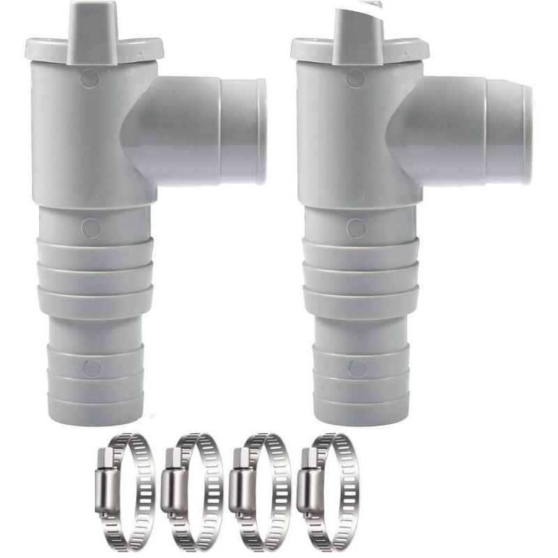 foto del prodotto 2 valvole di intercettazione per piscina, valvola di intercettazione da 32 mm, rubinetto per piscina da 32 mm con 4 fascette stringitubo, parti per