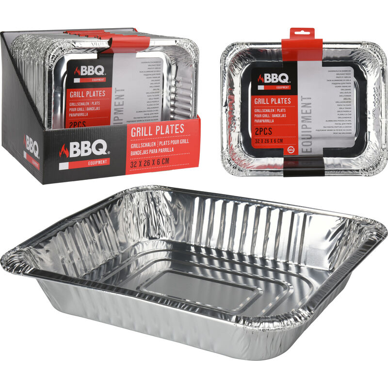 foto del prodotto 2 vaschette grill bbq in alluminio 32x26cm