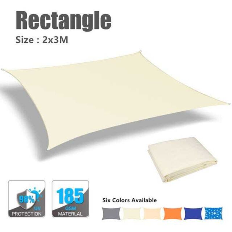 foto del prodotto 2 x 3m tenda parasole impermeabile protezione parasole tenda a vela tenda da campeggio telo parasole grande per tenda da esterno giardino patio beige