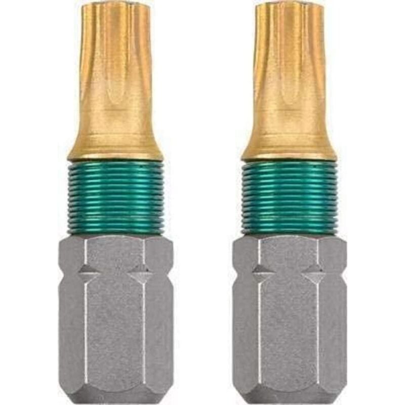 foto del prodotto 2 x bit 25 mm torx t20 titanio 124220 stagno, acciaio tq 60, iso 1173, azionamento c6.3 kwb