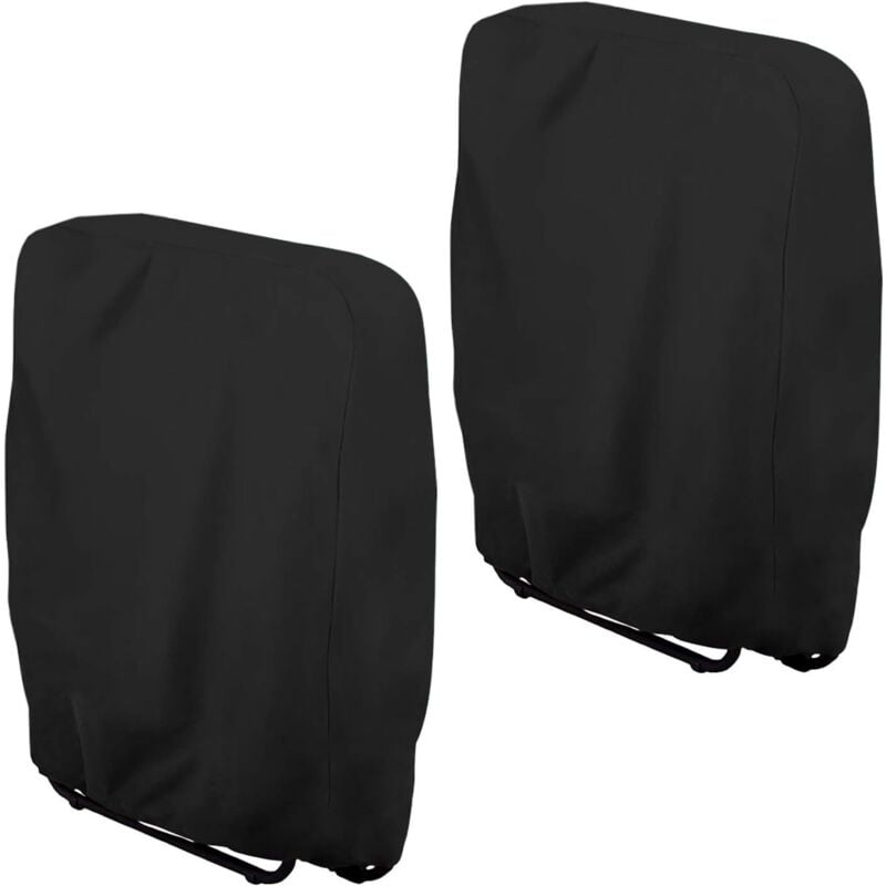 foto del prodotto 2 x coprisedie pieghevoli da giardino 71x110x34 20cm tessuto oxford 210d nero impermeabile antivento anti uv per sedia a sdraio da giardino