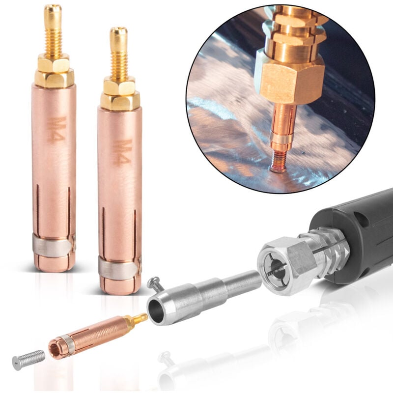 foto del prodotto 2 x elettrodi per saldatura a punti m4 perno spotter per ammaccature smart repair stahlwerk