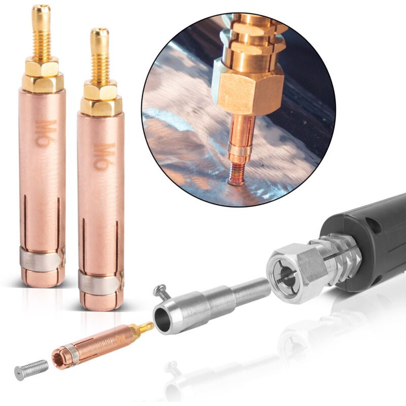 foto del prodotto 2 x elettrodi per saldatura a punti m6 perni spotter per ammaccature smart repair stahlwerk