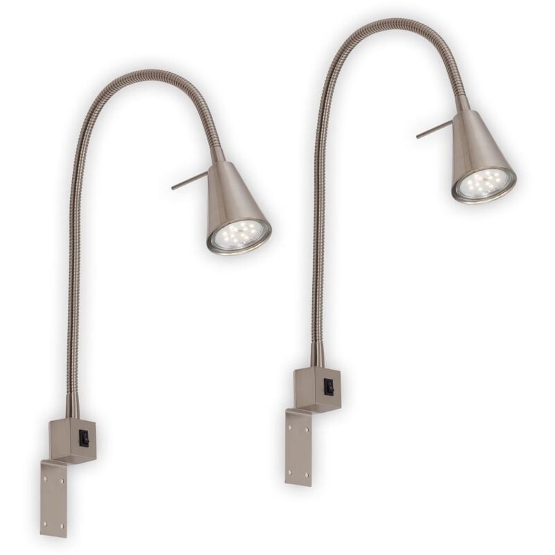 foto del prodotto 2 x lampada da parete flessibile a led con interruttore gu10 5w 400lm nichel opaco