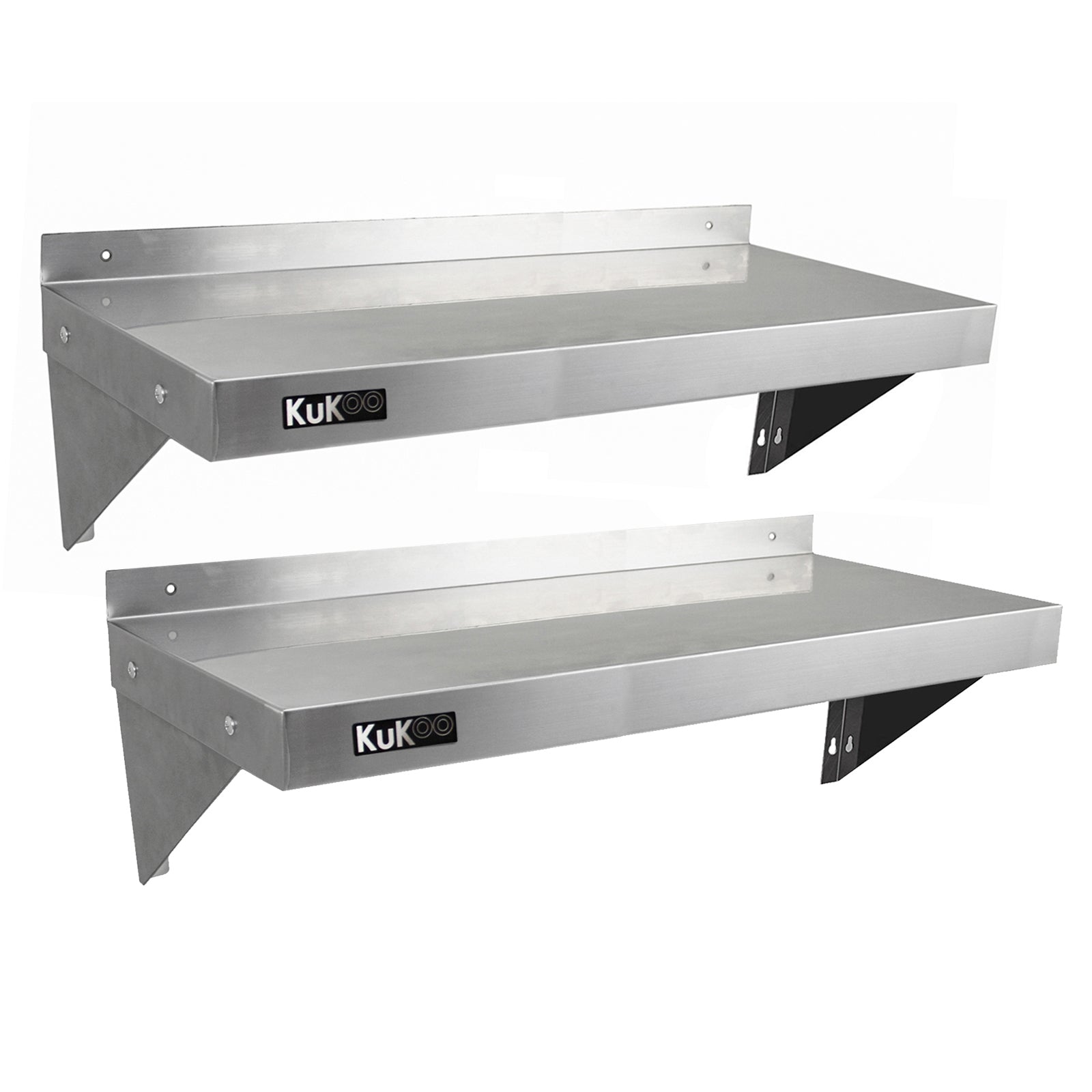 foto del prodotto 2 x ripiani in acciaio inox cucina commerciale mensole muro e staffe 100 x 30 cm