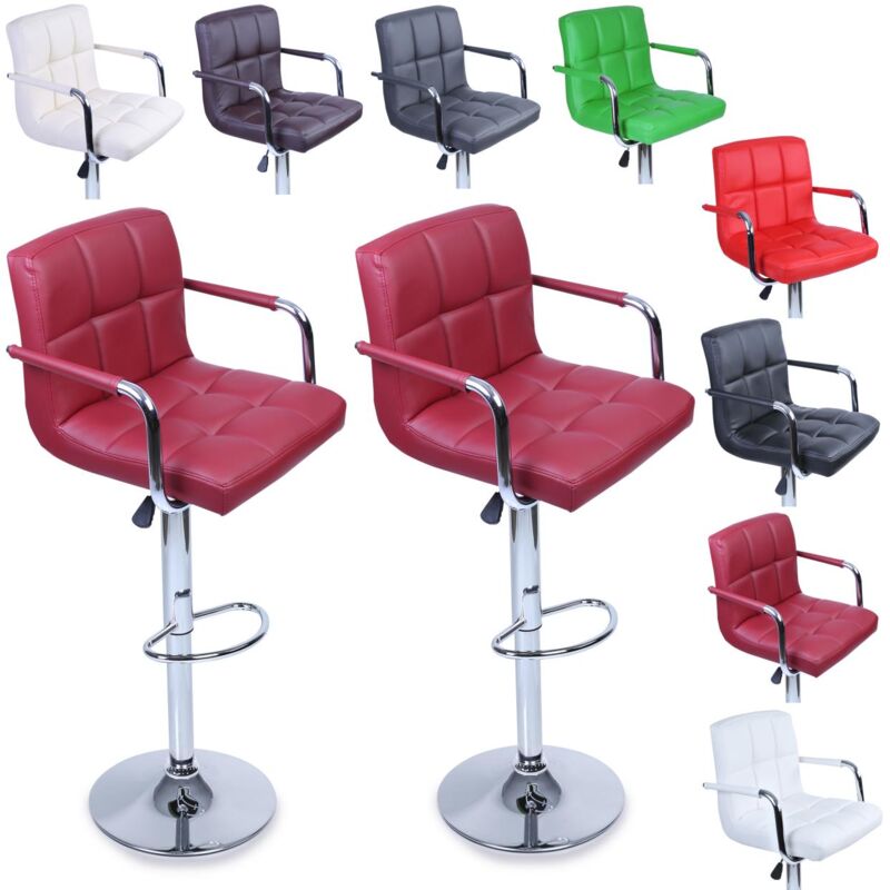foto del prodotto 2 x sgabelli da bar e da cucina, sgabello lounge con schienale e braccioli, 8 colori diversi, cromato, rotazione libera a 360 , la regolazione in