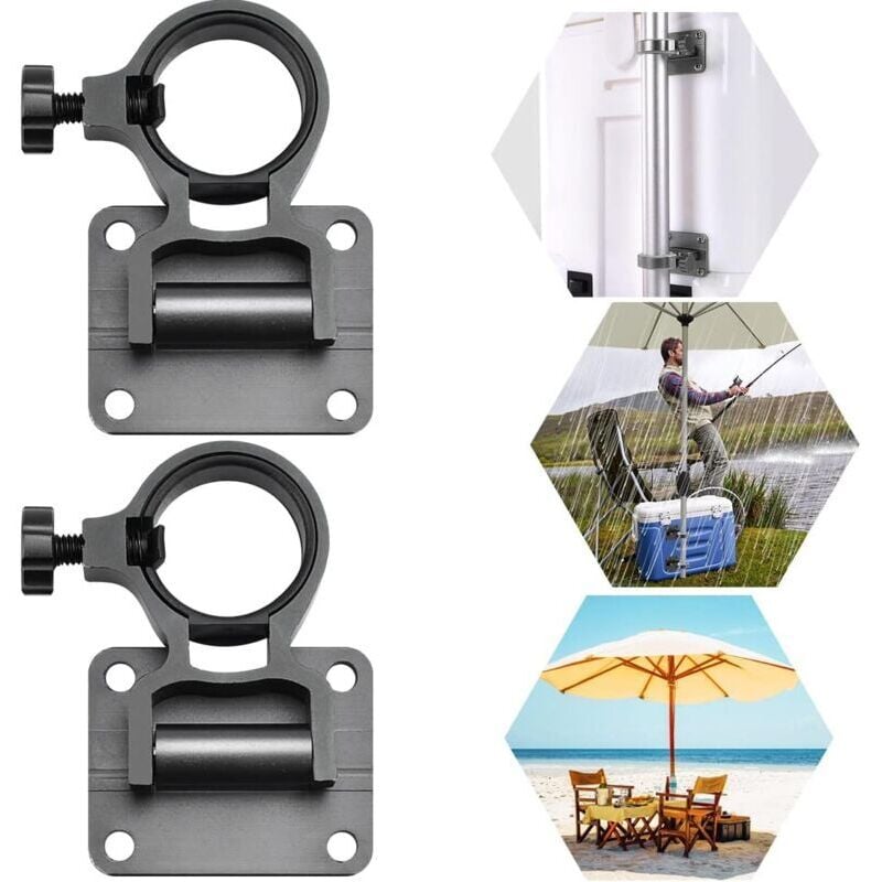 foto del prodotto 2 x supporto per ombrellone da balcone, supporto per ombrellone da pesca in lega di alluminio, supporto per ombrellone pieghevole per scatola da
