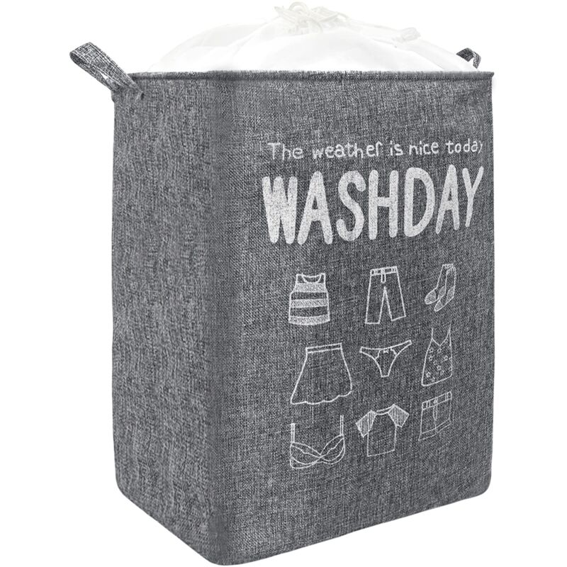 foto del prodotto 20.9 in 72l large foldable laundry hamper with handle rectangular laundry bin with drawstring closure waterproof fabric storage hamper for bedroom,