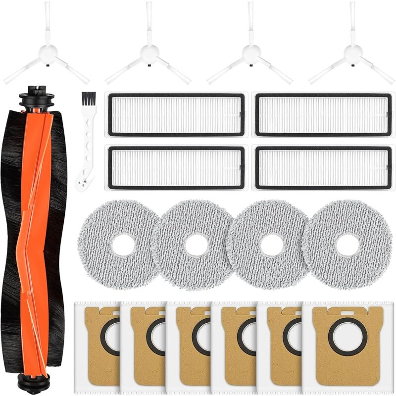 foto del prodotto 20 accessori per l aspirapolvere robot xiaomi x20 . 1 spazzola principale, 4 filtri hepa, 4 panni, 6 sacchetti raccoglipolvere, 4 spazzole laterali,