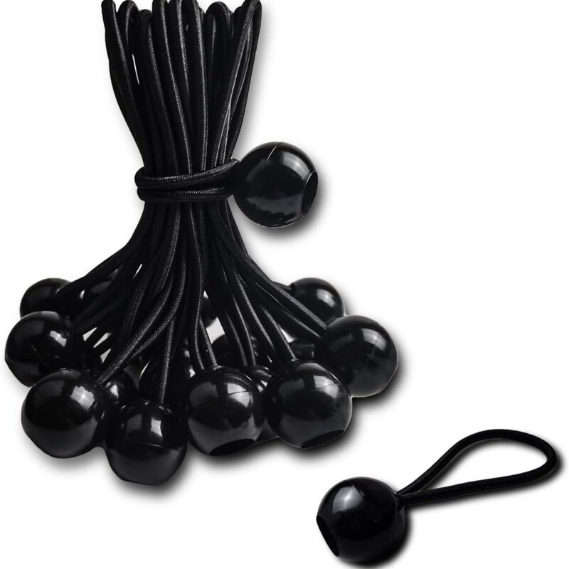 foto del prodotto 20 corde elastiche con palline 25 cm di corde elastiche universali con clip cinghia elastica resistente perfetta per campeggio, bagagli e teloni