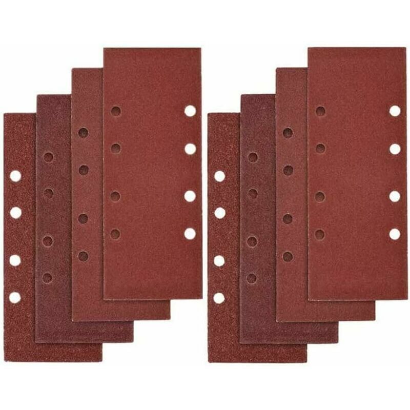 foto del prodotto 20 fogli abrasivi 93 x 185 mm, 8 fori, carta vetrata perforata assortita per legno, metallo, ganci e passanti per levigatrice orbitale grana 40 