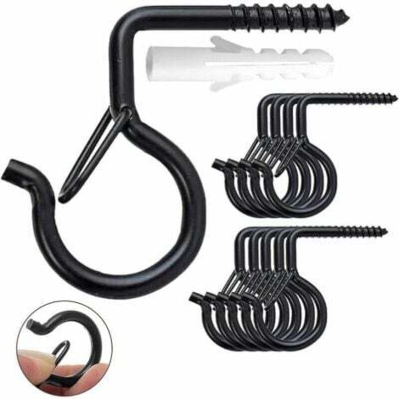 foto del prodotto 20 ganci da soffitto a vite per esterni, per tazze da t , ufficio, piante, luci, luci per feste di capodanno, nero lablanc