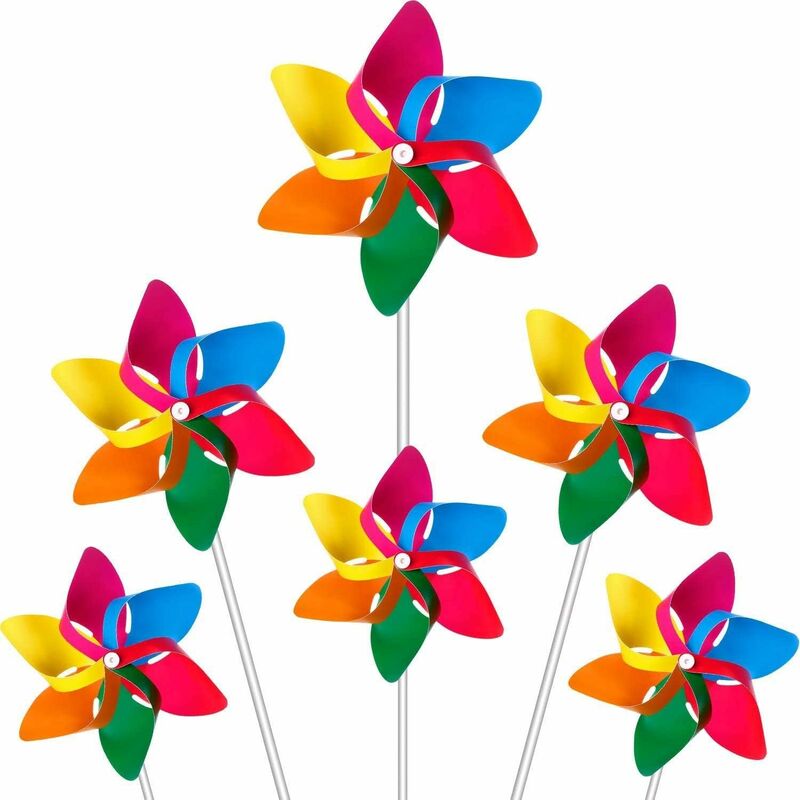 foto del prodotto 20 girandola a vento per giardino e bambini, design arcobaleno, resistenti ai raggi uv e alle intemperie, decorazione da giardino, articoli per feste
