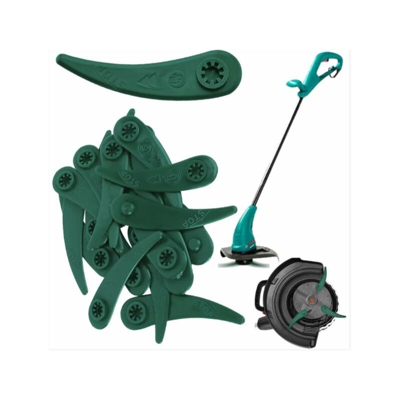foto del prodotto 20 lame di ricambio in plastica per tagliabordi, lame in plastica per tagliabordi, lame per tagliabordi per tagliabordi bosch durablade art 23 18 li
