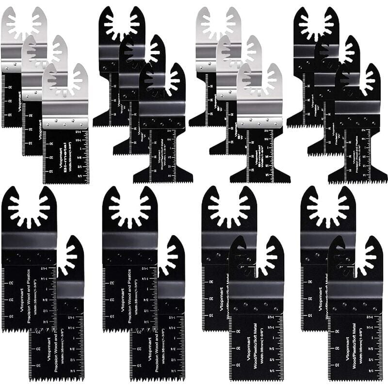 foto del prodotto 20 lame per sega multiutensile oscillanti in metallo per legno, compatibili con fein multimaster porter black decker bosch craftsman ridgid ryobi