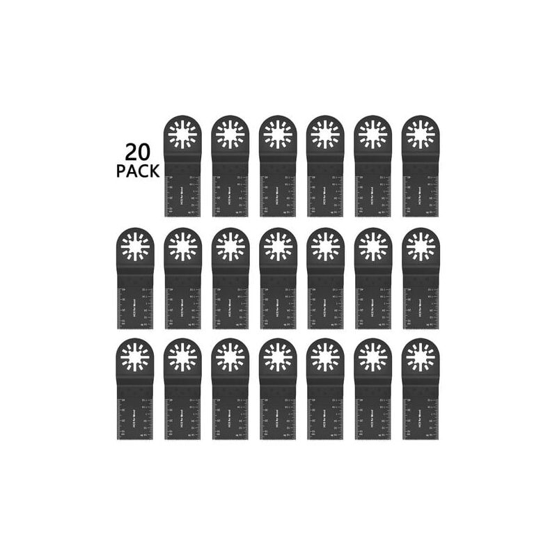foto del prodotto 20 lame per seghe multifunzione da 34 mm, set oscillante, lama per macchina multifunzione, lama per seghe oscillante per legno, lame per seghe per legno in acciaio al carbonio con marcatura di - aiperq