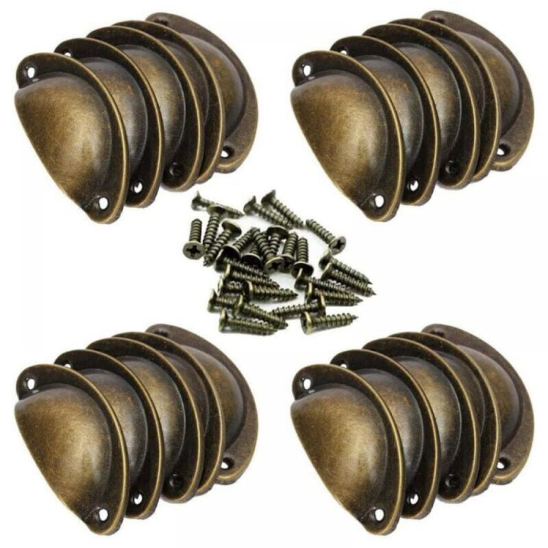 foto del prodotto 20 maniglie a conchiglia vintage per mobili da cucina, maniglie per ante di armadietti in ferro curvo vintage, 8,2 cm x 3,5 cm, ottone anticato loy