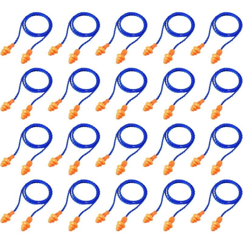 foto del prodotto 20 paia tappi per le orecchie con corda tappi per le orecchie in silicone riutilizzabili con corda tappi per le orecchie con cancellazione del rumore