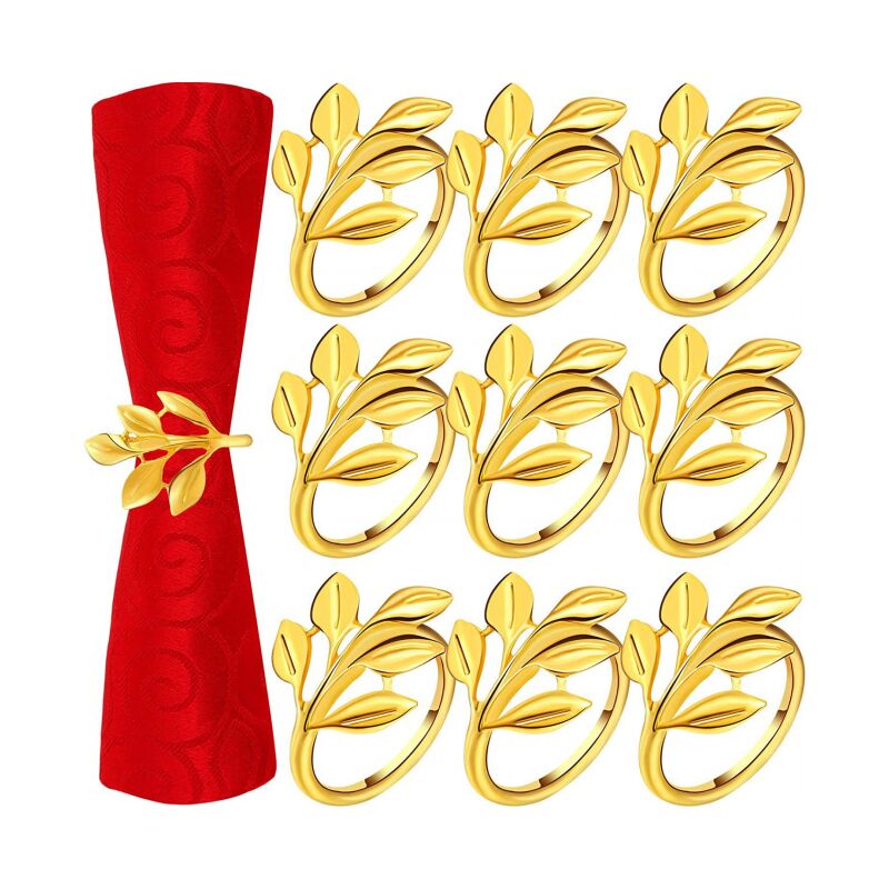 foto del prodotto 20 pezzi anelli portatovaglioli foglia oro anelli portatovaglioli foglia oro per tovaglioli da tavola per feste autunnali