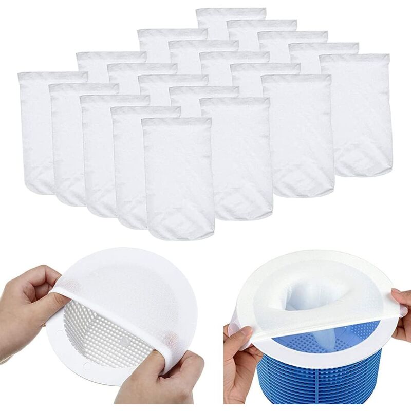 foto del prodotto 20 pezzi calzini per skimmer da piscina, calzini per skimmer da piscina, calzino per skimmer, filtri in tessuto di nylon, filtri in tessuto per
