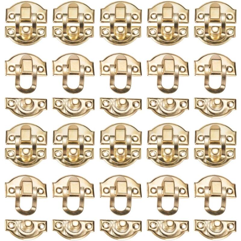 foto del prodotto 20 pezzi chiusura hasp vintage chiusura a scatto per scatola di legno chiusura per cassetto con viti oro