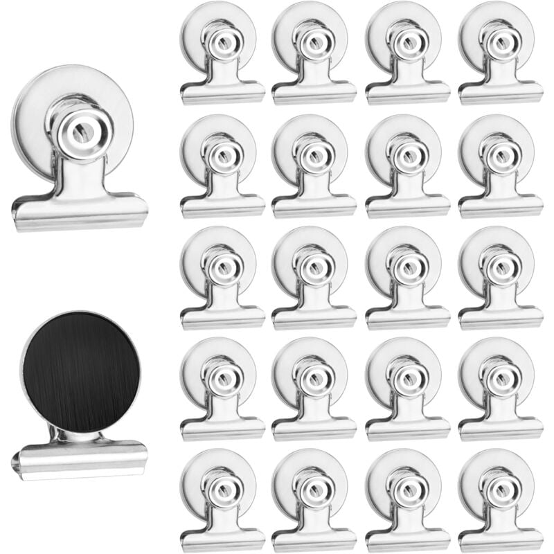 foto del prodotto 20 pezzi clip magnetiche in metallo, clip magnetiche per frigorifero, clip magnetiche per appendere vari oggetti per casa, ufficio, scuola