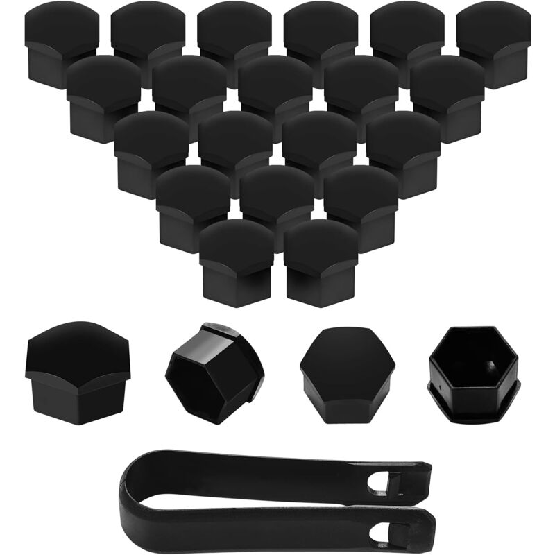 foto del prodotto 20 pezzi da 17 mm copridadi esagonali in plastica, protezioni per dadi e bulloni, copridadi per dadi ruota con strumento di rimozione per auto, non