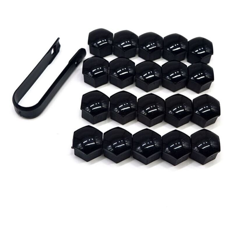 foto del prodotto 20 pezzi da 17 mm, copridadi esagonali per pneumatici con kit di strumenti di rimozione per auto, neri