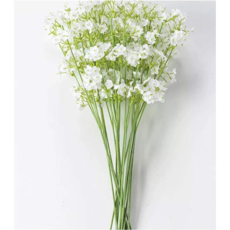foto del prodotto 20 pezzi di bouquet di fiori di gypsophila, fiori artificiali di gypsophila, fiori di seta finti per bouquet da sposa, feste di matrimonio, librerie,