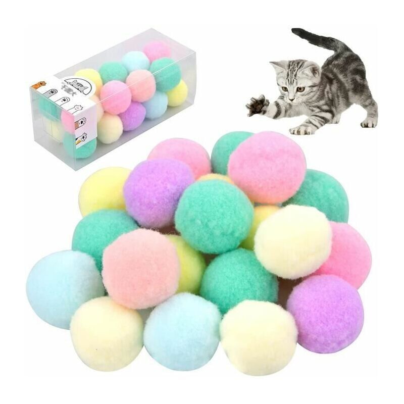 foto del prodotto 20 pezzi di palline giocattolo per gatti, palline di peluche elastiche per gatti, palline pelose per gatti, per gattini che giocano, per animali