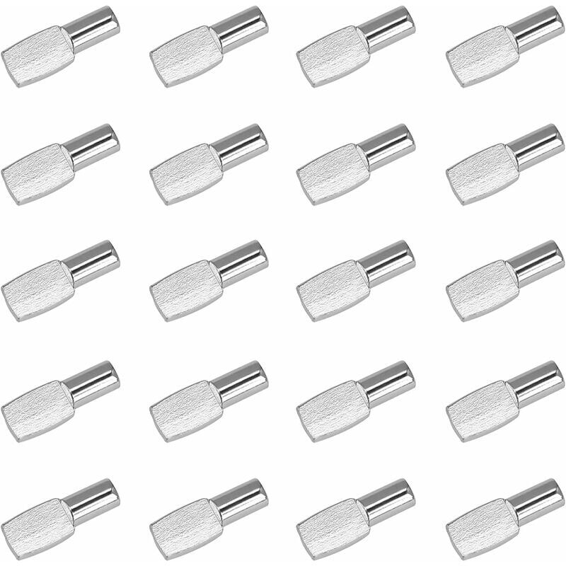 foto del prodotto 20 pezzi di pioli di supporto per mensole, perni per mensole da 5 mm, pioli per mensole in metallo nichelato, staffe per mensole per accessori da