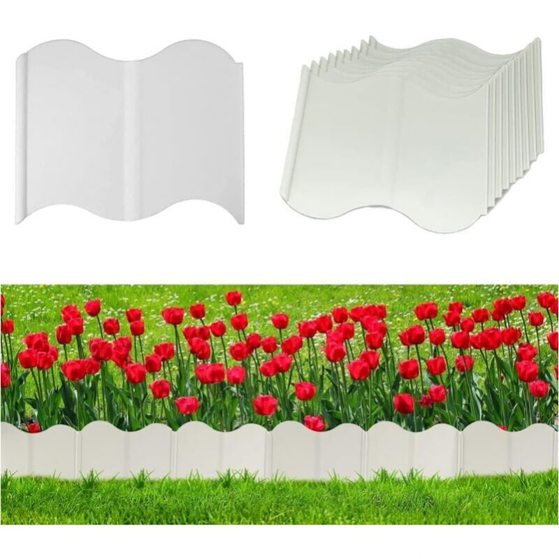 foto del prodotto 20 pezzi di recinzione decorativa da giardino bianca, 14x15 cm, recinzione per prato e piante verdi