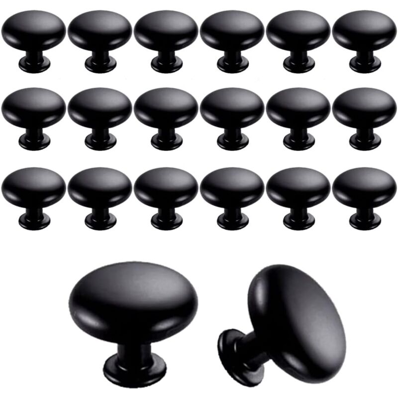 foto del prodotto 20 pezzi pomelli per mobili, rotonde maniglie per porte da 30 mm, pomolo per mobile in alluminio per cassetti armadi da cucina