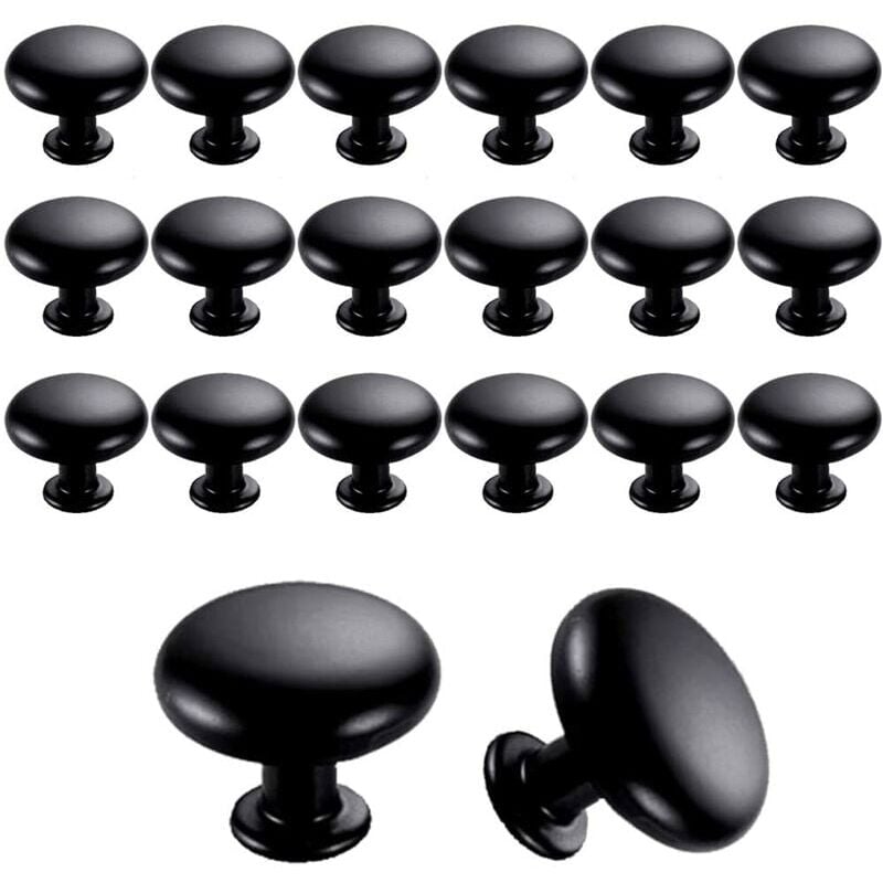 foto del prodotto 20 pezzi pomelli per porte pomelli per cassetti 30 mm maniglie vintage pomelli per mobili pomelli per armadietti da cucina nero 