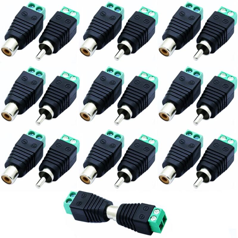 foto del prodotto 20 pezzi rca maschio e femmina a terminale a vite av adattatore connettore audio video 10 pezzi maschio e 10 pezzi femmina 