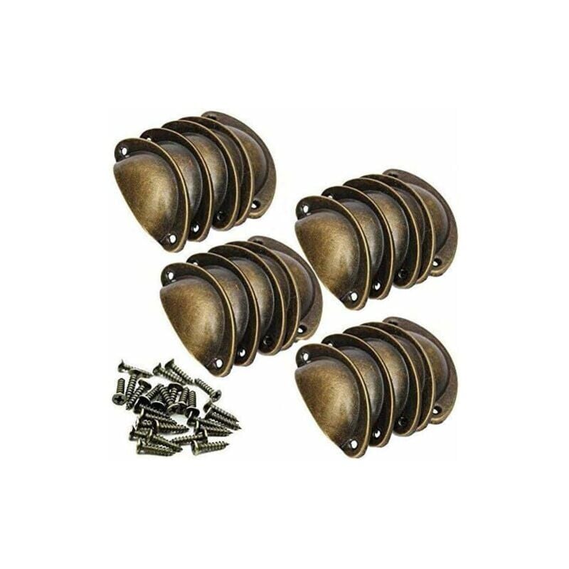 foto del prodotto 20 pezzi retr vintage mobili porta cassetto maniglie e pomelli a conchiglia con viti bronzo 832cm