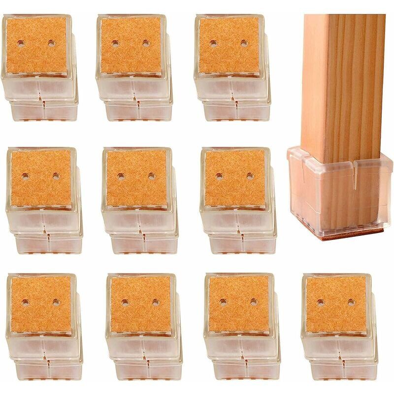 foto del prodotto 20 pezzi tappi per gambe per sedia, 20 pezzi quadrati in silicone per gambe per mobili protezione per pavimento antigraffio per tappo per sedia da