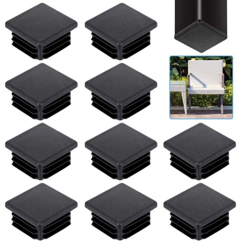 immagine 0 del prodotto 20 pezzi tappi per tubi quadrati tappi terminali per tubi quadrati neri tappi terminali per tubi quadrati in plastica tappi terminali per stecche