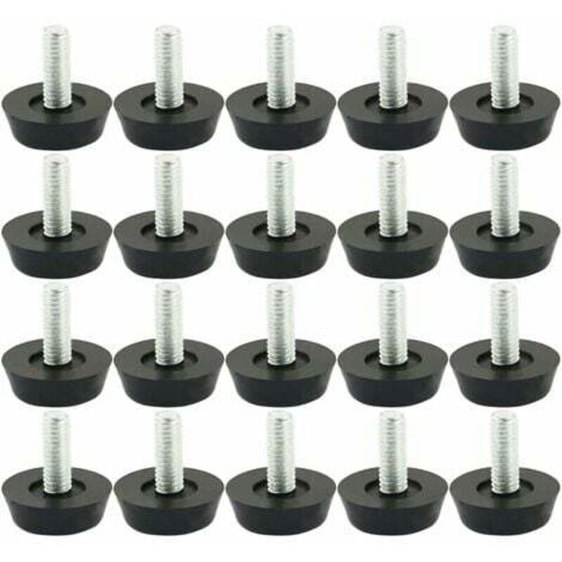 foto del prodotto 20 piedini regolabili per mobili m6 x 20 mm, piedini regolabili per mobili, piedini per sedie, protezione per pavimento, vite scorrevole lablanc