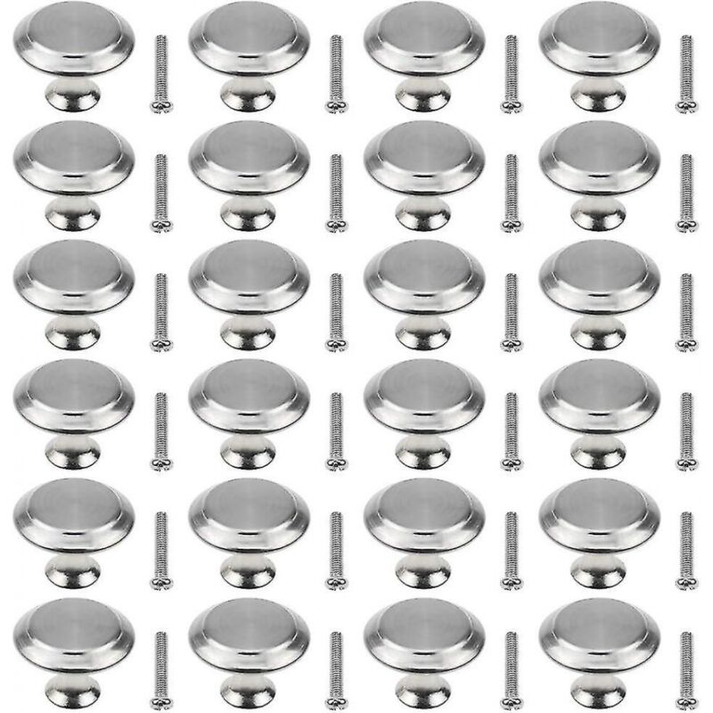 foto del prodotto 20 pomelli per ante di mobili, 27 mm, in acciaio inox, a forma di fungo, con 20 viti, per mobili da cucina, bagno e camera da letto. bebusingoto