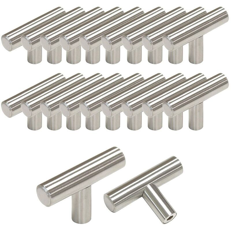 foto del prodotto 20 pomelli per cassetti 12 mm lunghezza 50 mm maniglia a t per mobili da cucina porta dell armadio acciaio inox