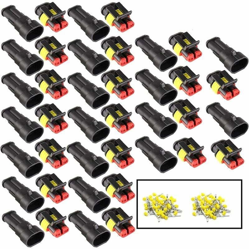 foto del prodotto 20 set di connettori impermeabili, connettori elettrici impermeabili per autoveicoli, prese impermeabili per autoveicoli, connettori automobilistici