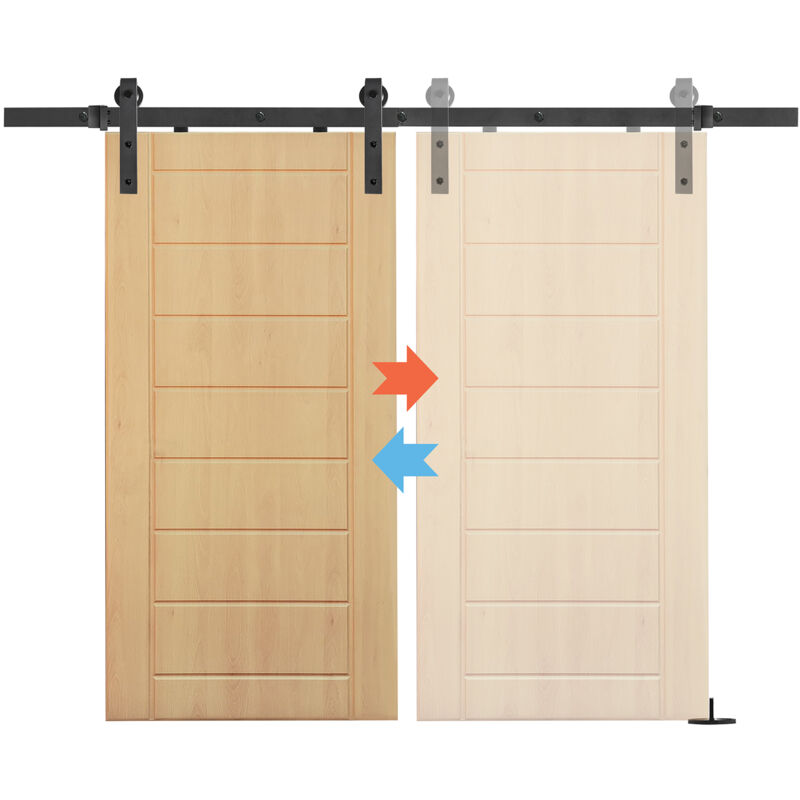 foto del prodotto 200 cm binario per porta scorrevole, set di porta scorrevole esterno muro, binari di scorrimento, portata massima 130 kg nero aufun