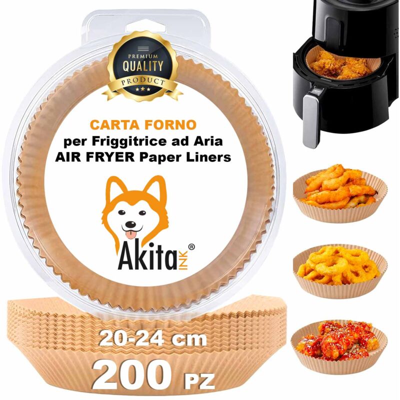 foto del prodotto 200 fogli carta da forno per friggitrice ad aria 20 24cm rotonda