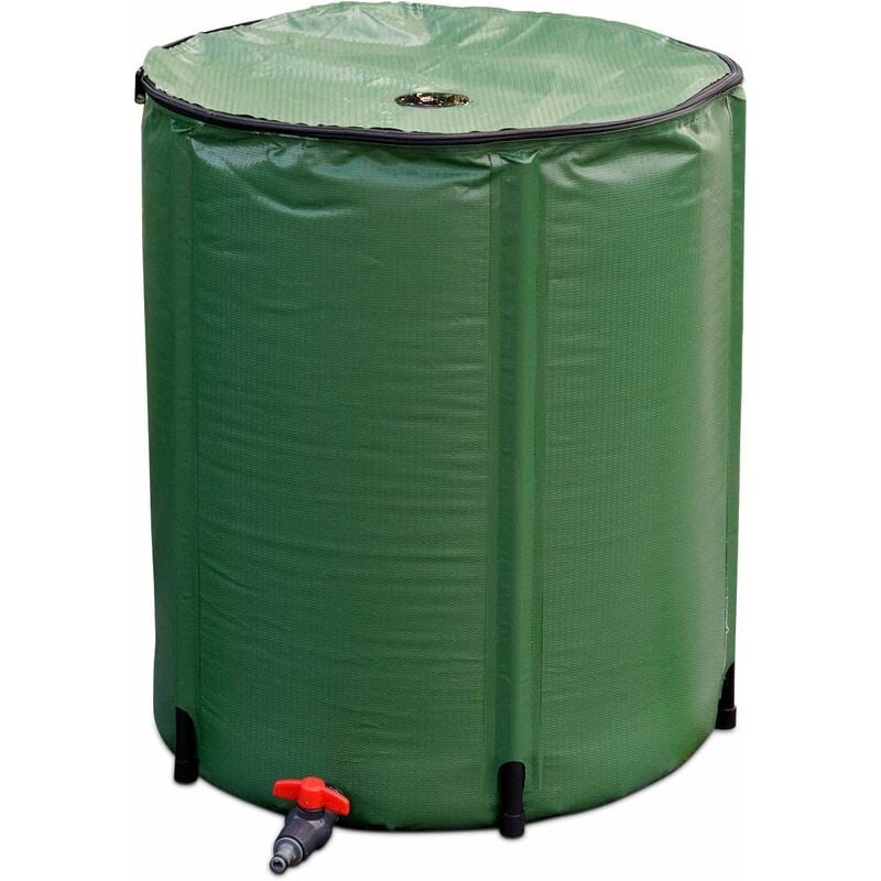 foto del prodotto 200 l serbatoio per acqua da giardino, serbatoio pieghevole con rubinetto, serbatoio pieghevole per acqua piovana, verde scuro, 60x70 cm goplus