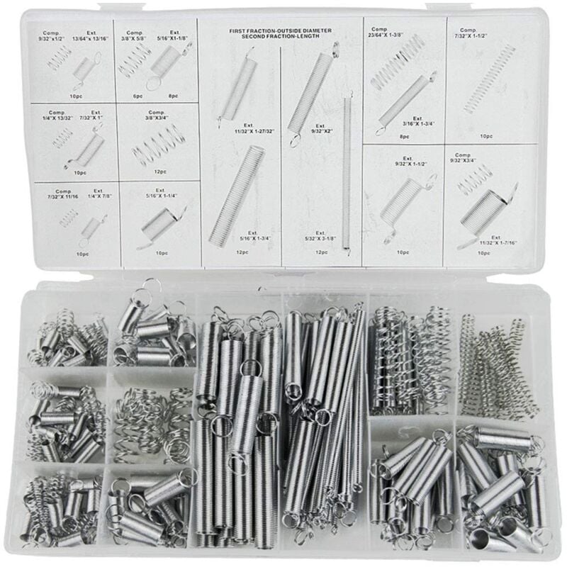 foto del prodotto 200 pc molle di compressione molle di tensione set di parti di ferramenta per molle di compressione