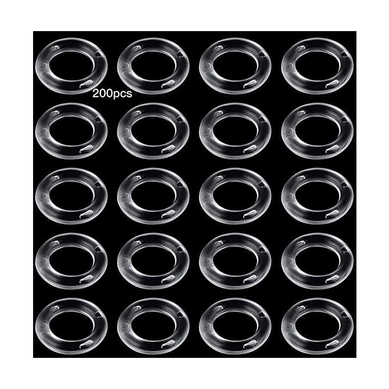foto del prodotto 200 pezzi anelli per tende a forma di o, anelli trasparenti in plastica per tende romane, diametro esterno 13 mm e diametro interno 8 mm bebusingoto