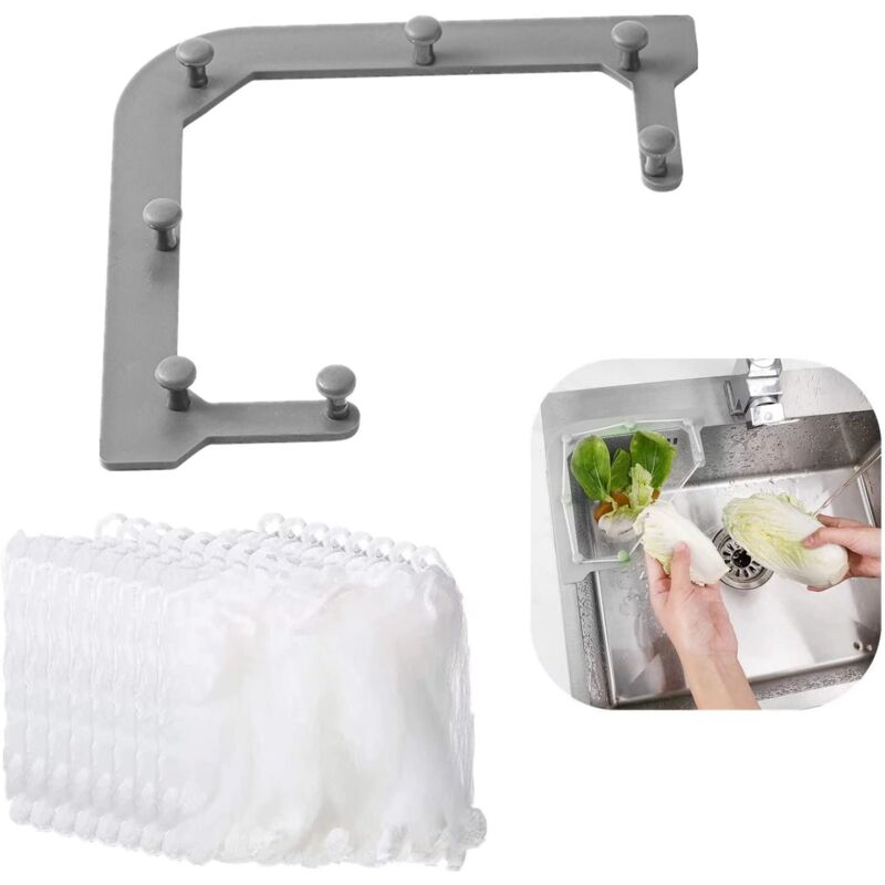 foto del prodotto 200 pezzi di filtro triangolare per lavello, filtro per residui con sacchetto filtrante a rete, filtro per lavello da cucina, adatto per filtrare gli