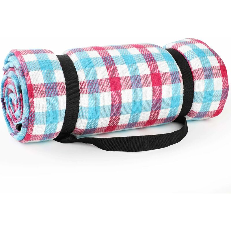foto del prodotto 200 x 200cm coperta da picnic impermeabile e pieghevole coperta da campeggio tappeto campeggio giardino con manico portatile, rosa